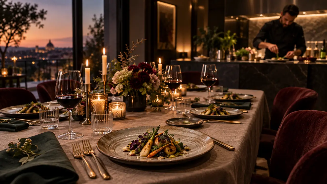 Dîner gastronomique préparé par un chef à domicile dans une ambiance élégante