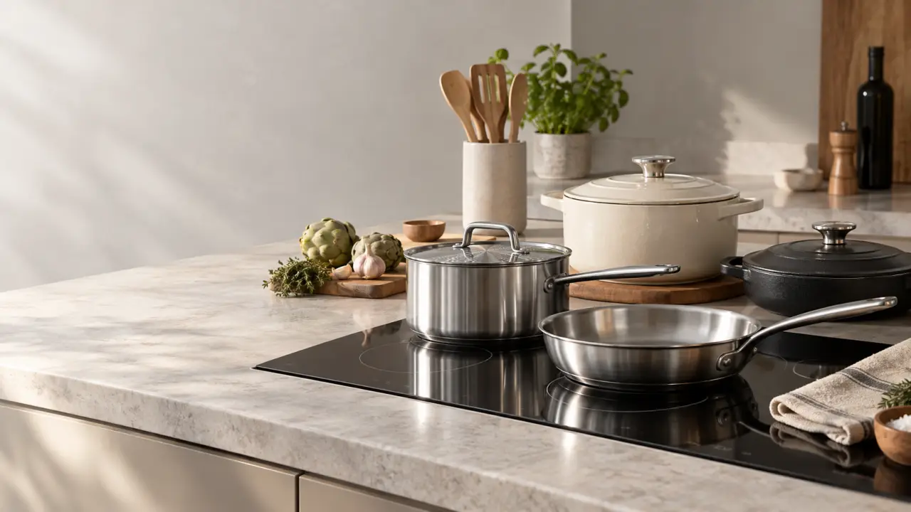 Une batterie de cuisine induction se choisit d’abord par son fond magnétique
