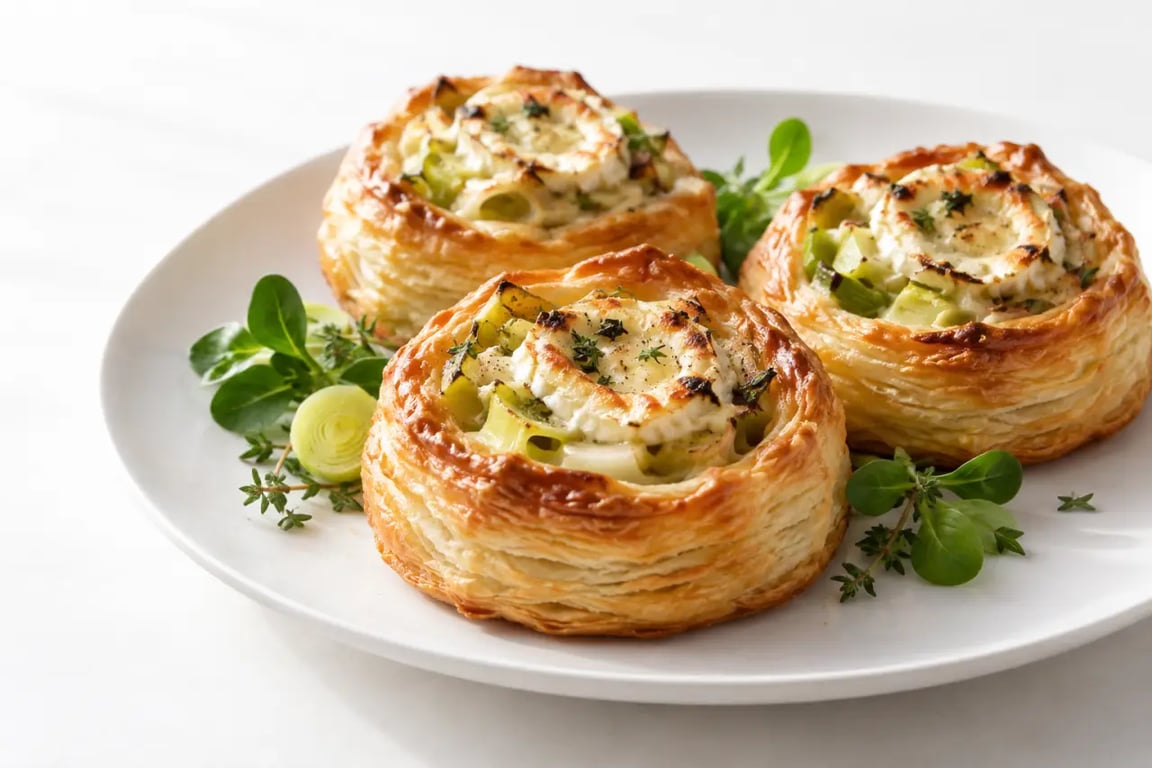 Recettes entrées chaudes faciles et rapides : feuilletés croustillants au chèvre