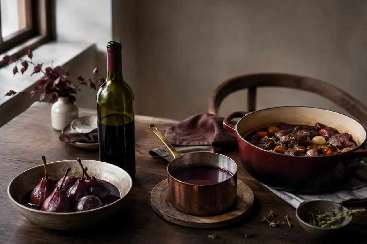 Que faire avec une bouteille de vin rouge entamée ? Sauces, mijotés et poires pochées