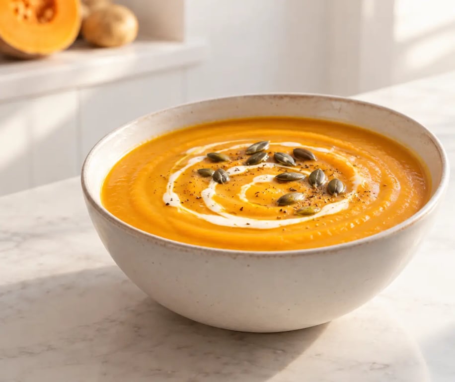 Recettes faciles au potiron : velouté de potiron et pommes de terre