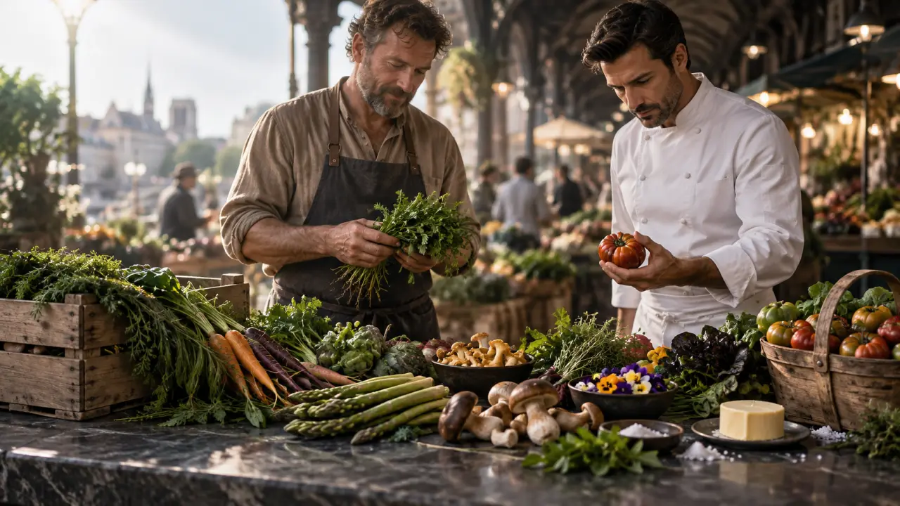 Sélection de produits frais de saison pour un menu gastronomique