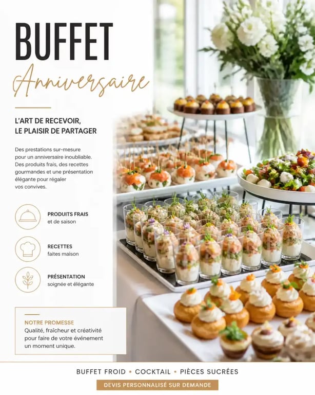 Buffet anniversaire élégant et bien organisé