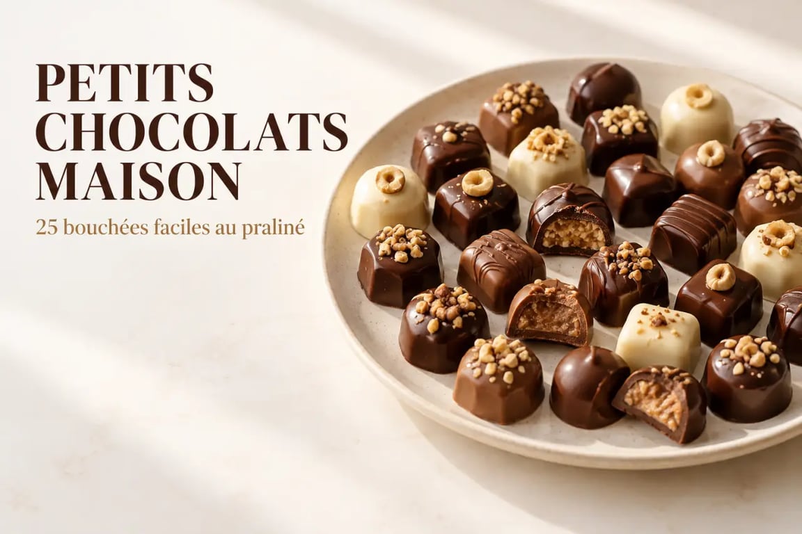 Recette petit chocolat maison facile : bouchées au praliné et aux noisettes