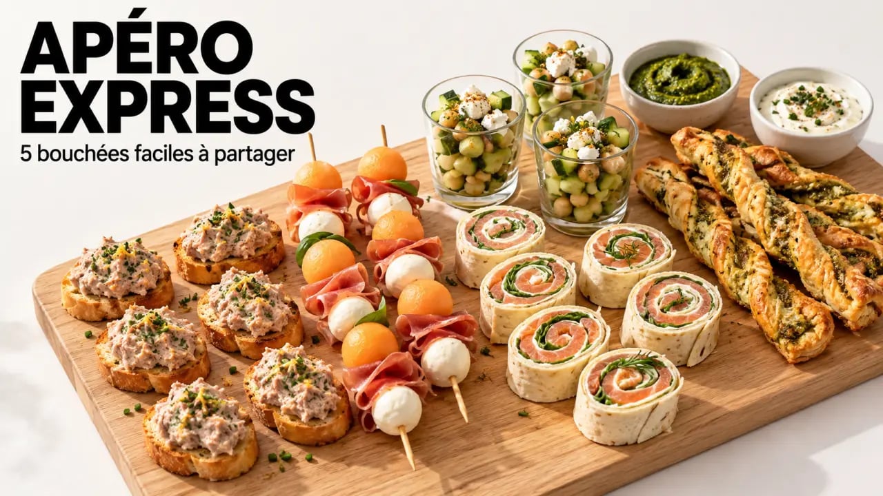 Apéro recette rapide avec bouchées froides et feuilletés maison