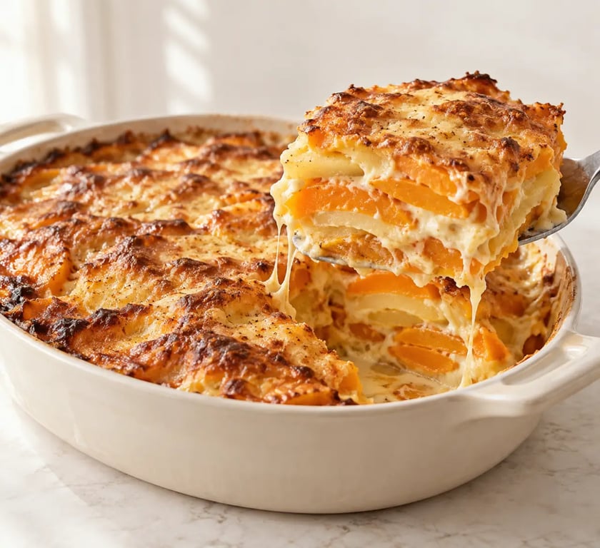 Recette facile au potiron : gratin de potiron et pommes de terre