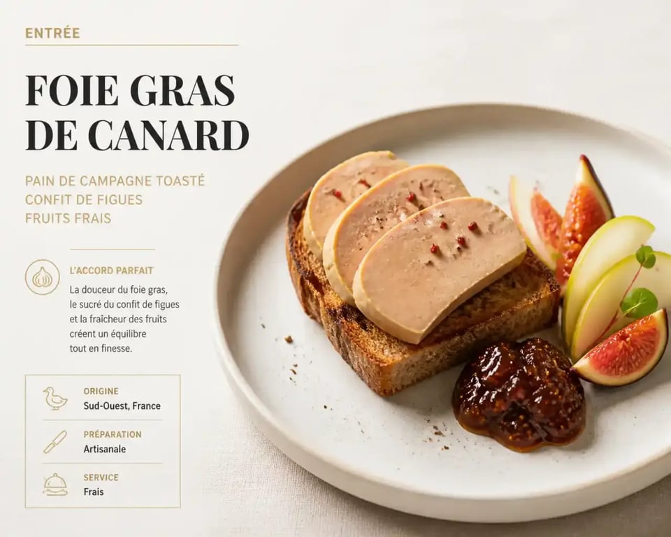 Assiette de foie gras en entrée avec pain toasté et confit de figues