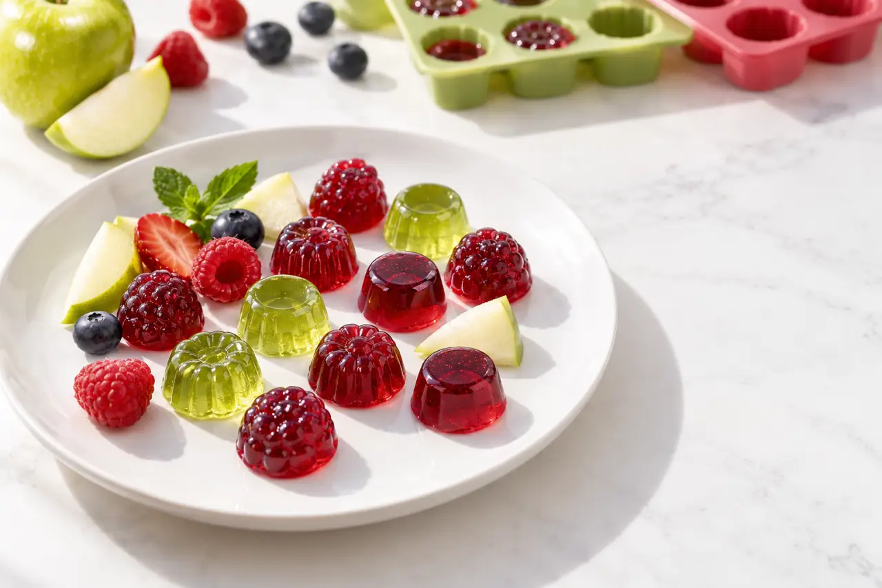 Recette bonbon maison aux fruits présentée sur une assiette blanche