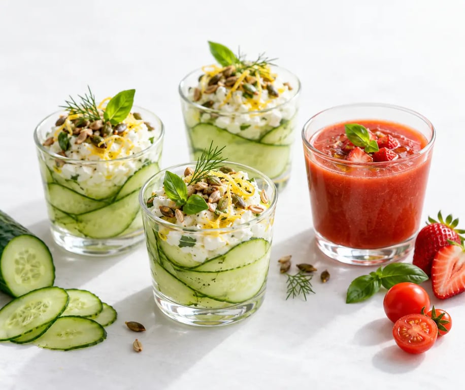 Entrées simples et originales froides en verrines et gaspacho